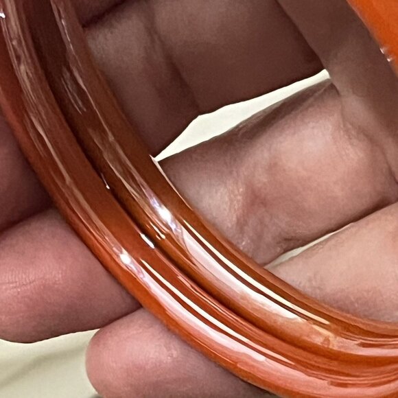 Set Of 2 Unbranded Vintage Orange Glass Bangle Bracelets - Picture 13 of 15